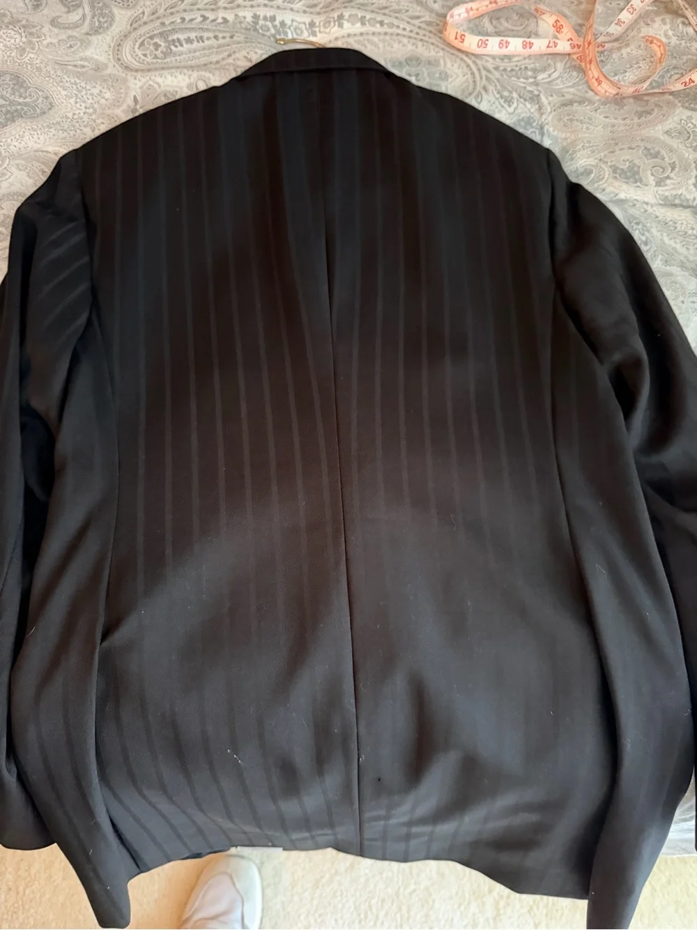 TWIST Men's Black Pinstripe Tuxedo Jacket with Satin Lapel